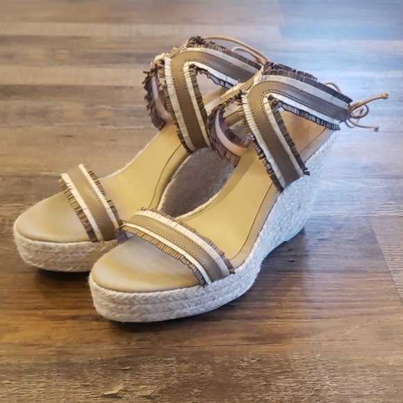 Manebi espadrille leather wedge sandals size 11 - Picture 1 of 8